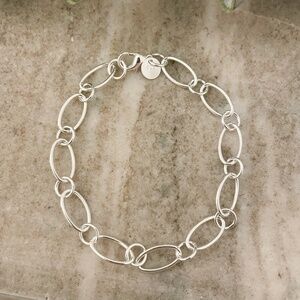 925 Sterling Silver Oval Link Bracelet Dainty Bracelet Round Circle Link Chain